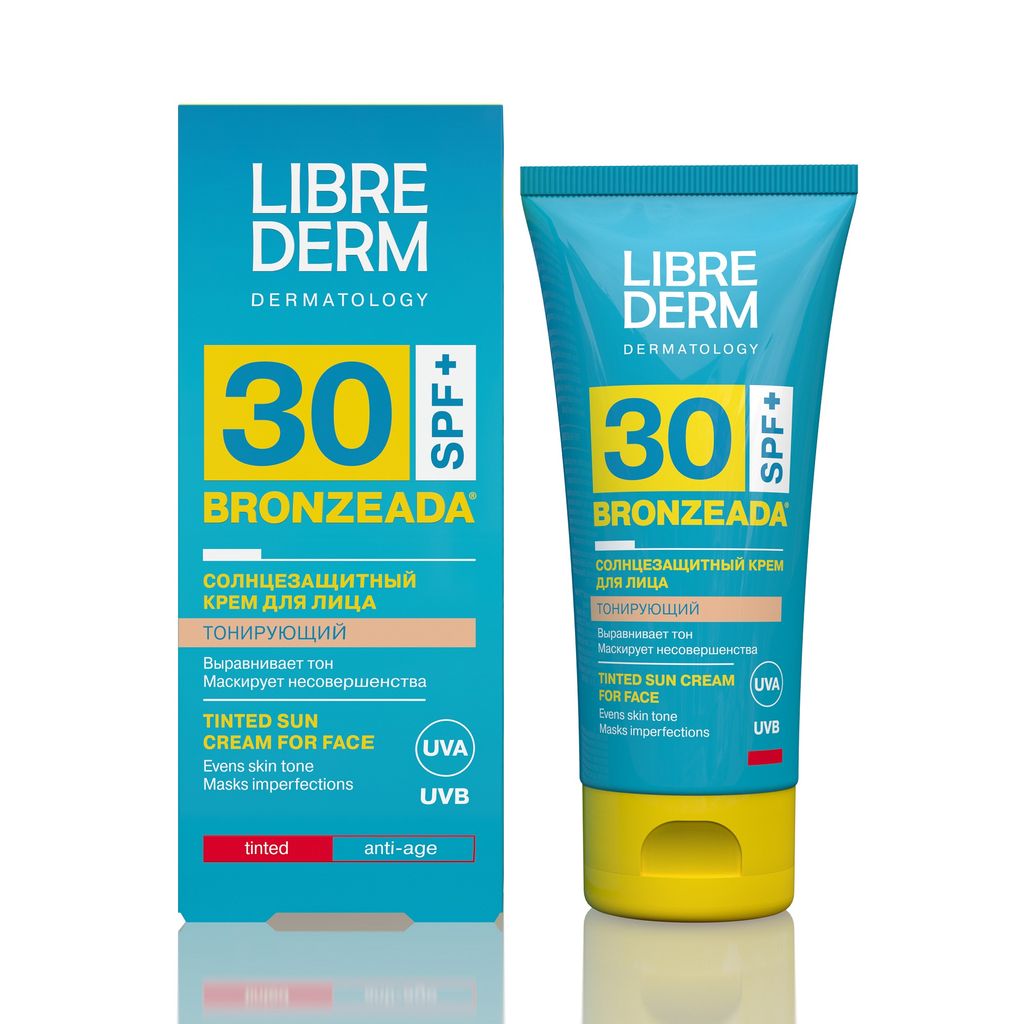 фото упаковки Librederm Bronzeada Солнцезащитный крем для лица тонирующий, SPF30, 50 мл, 1 шт. фото упаковки Librederm Bronzeada Солнцезащитный крем для лица тонирующий