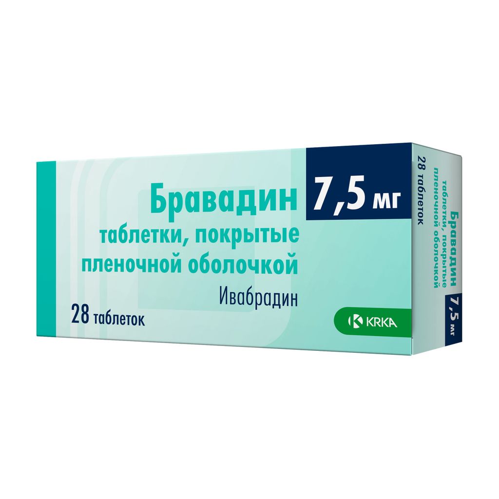 Бравадин, 7.5 мг, таблетки, покрытые пленочной оболочкой, 28 шт.