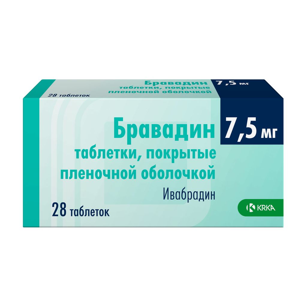 Бравадин, 7.5 мг, таблетки, покрытые пленочной оболочкой, 28 шт.