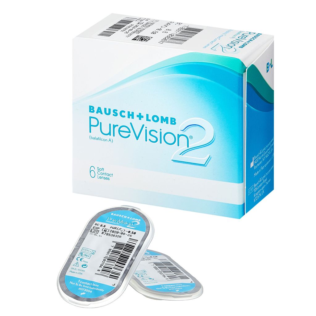 Bausch&Lomb PureVision 2 Контактные линзы плановой замены, BC=8.6 d=14.0, D(-7.00), 6 шт.