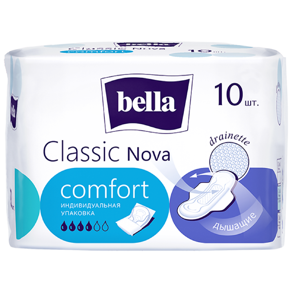 фото упаковки Bella Nova Classic Comfort drainette Прокладки, 3 капли, 10 шт. фото упаковки Bella Nova Classic Comfort drainette Прокладки