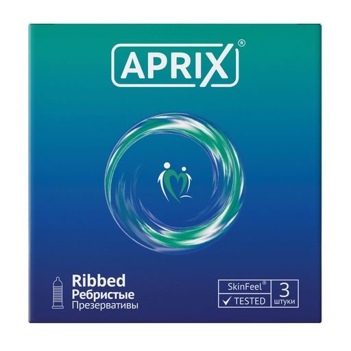 Презервативы Aprix Ribbed, презерватив, ребристые, 3 шт.