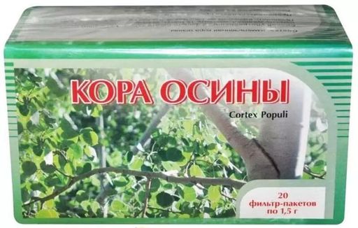 Осины кора, кора измельченная, фильтр-пакеты, 1.5 г, 20 шт.