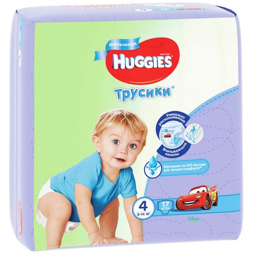 Huggies Подгузники-трусики детские, р. 4, 9-14 кг, для мальчиков, 17 шт.
