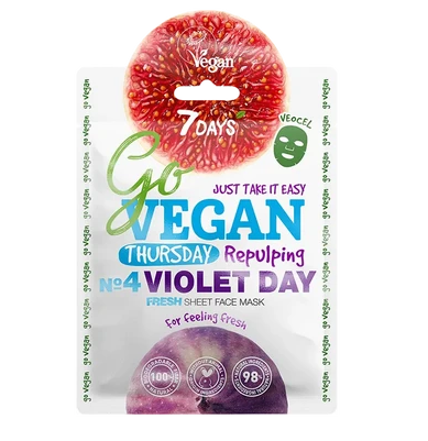 7 Days Go Vegan Тканевая маска для лица Thursday Violet Day, 25 г, 1 шт.