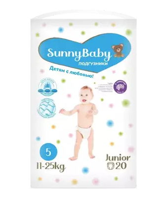 Sunnybaby Подгузники детские Junior, 11-25 кг, р.5, 20 шт.