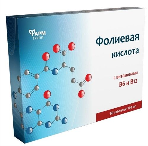 Фолиевая кислота с витаминами В6 В12, таблетки, 50 шт.